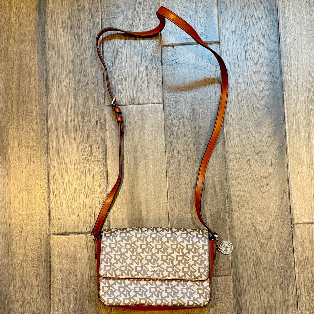 DKNY Cream and Brown Crossbody Bag
